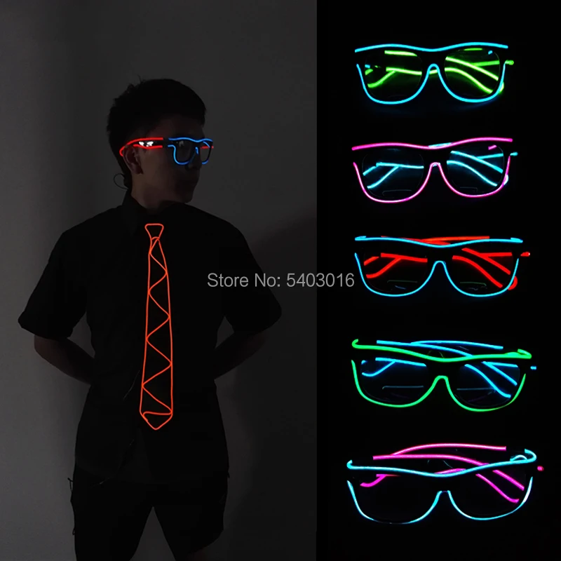 Cool Fashion Double Colors EL Glasses Wire Glowing Neon LED Light Up Sunglasses Glow Party Decorative |