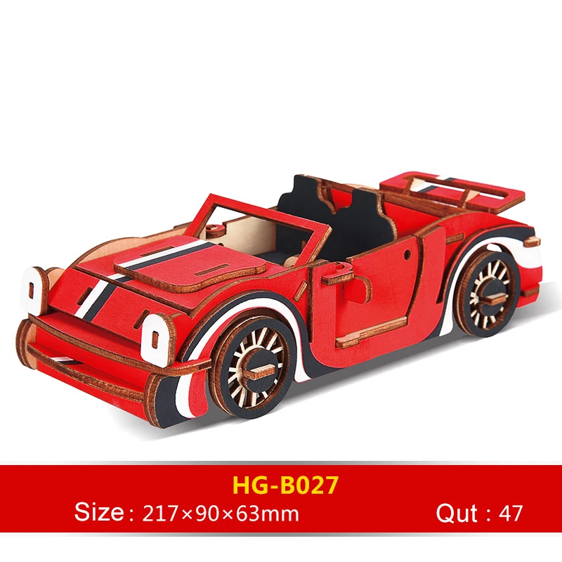 3D модель автомобиля пазл красочный деревянный материал детская игрушка Горячая