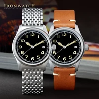 ironwatch pilot watch 38mm military minimalist style custom dial calendar luminous waterproof mens automatic mechanical watch
