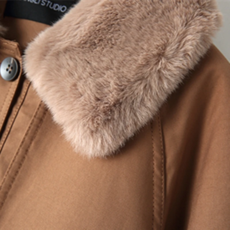 Женская длинная куртка из хлопка Parker свободная утепленная хлопковая выше колена