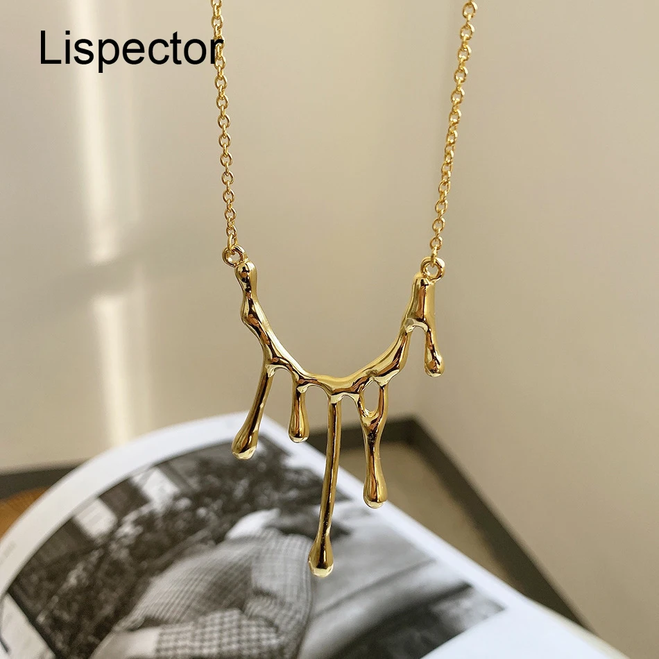 

Lispector 925 Sterling Silver Exaggerated Irregular Wax Drop Pendant Necklaces for Women Chic Magma Necklace Statement Jewelry