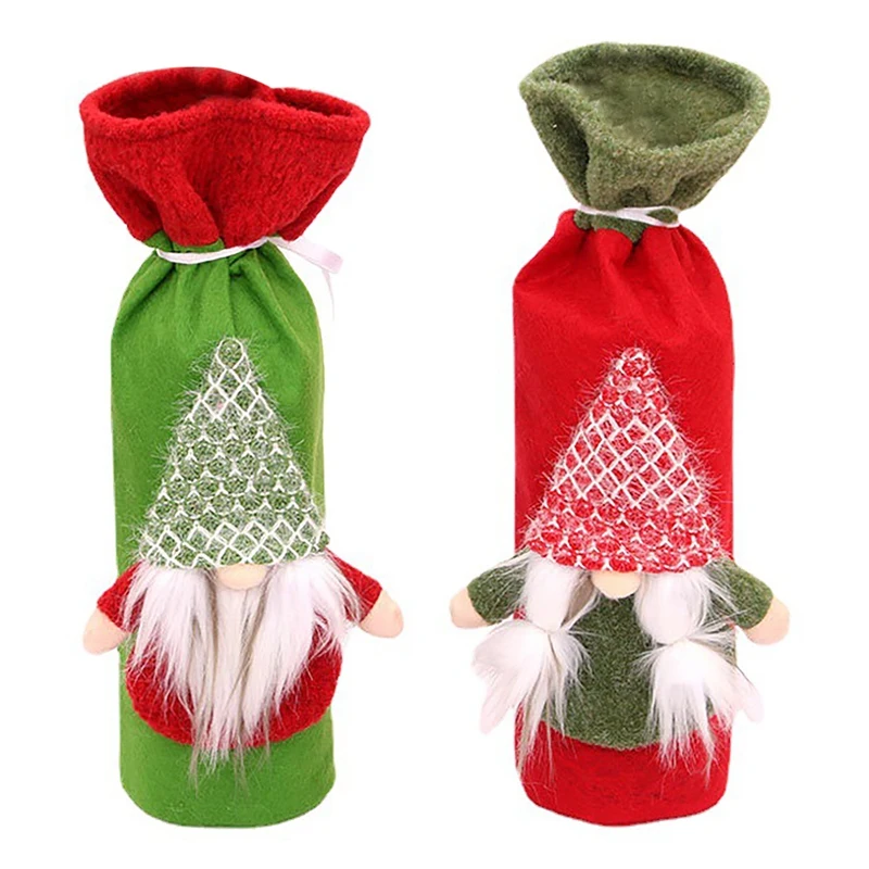 

JFBL Hot Christmas Sweater Wine Bottle Cover, Reusable Wine Bottle Bags For Holiday Party Christmas Table Home Decoration