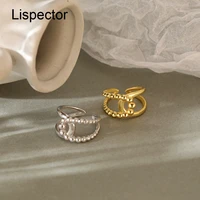 lispector 925 sterling silver korean simple beads crossed rings for women minimalist geometric ring party unisex jewelry gifts