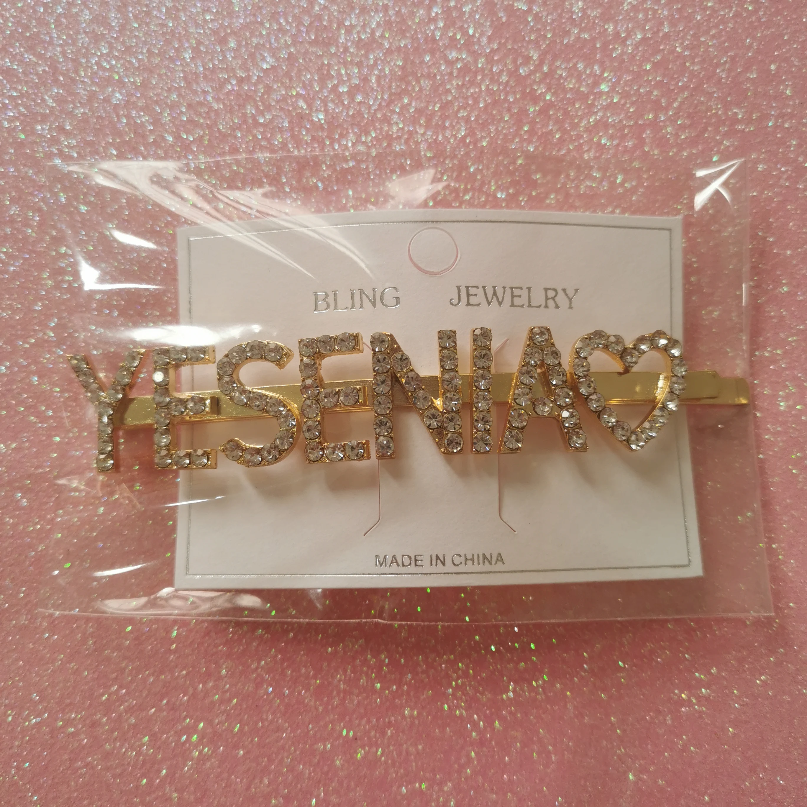 2020 заколки для волос с надписью на заказ золотистые покрытием