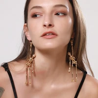 fashion hip hop golden skeleton earrings for women exaggerated skull drop earring dangle ear hooks punk jewelry girl friend gift
