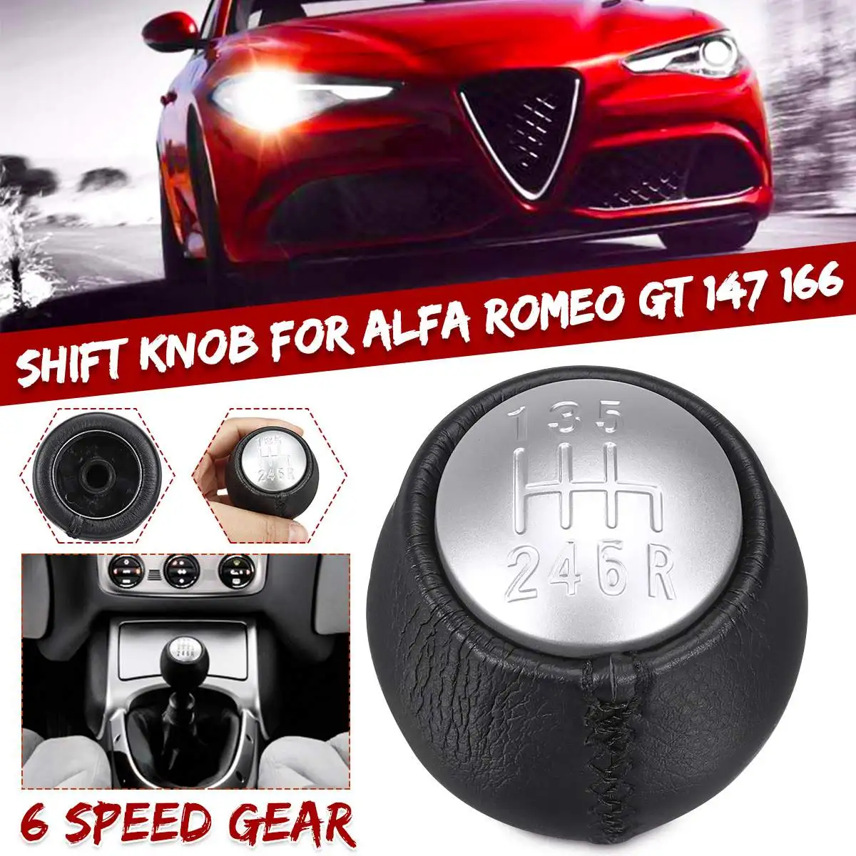 Ручка переключения передач кожаная 6 скоростей для Alfa/Romeo GT 147 166 3 2 V6 | Автомобили и