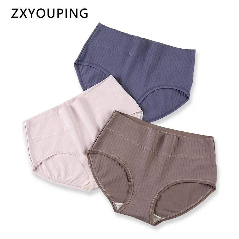 Женские хлопковые трусы с высокой талией мягкие дышащие большого размера из