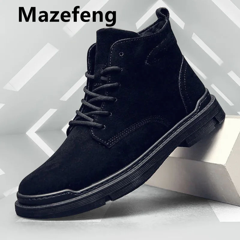 

2021 Men Winter Boots Flock Leather Boots Men Autumn Winter Snow Casual Shoes Men Outdoor Light Ankle Antislip Warm Zapatos