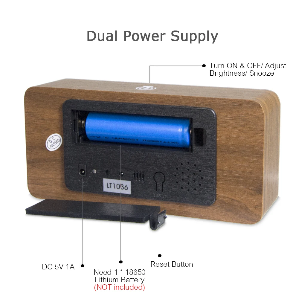 Деревянный светодиодный Будильник с голосовым управлением цифровые деревянные