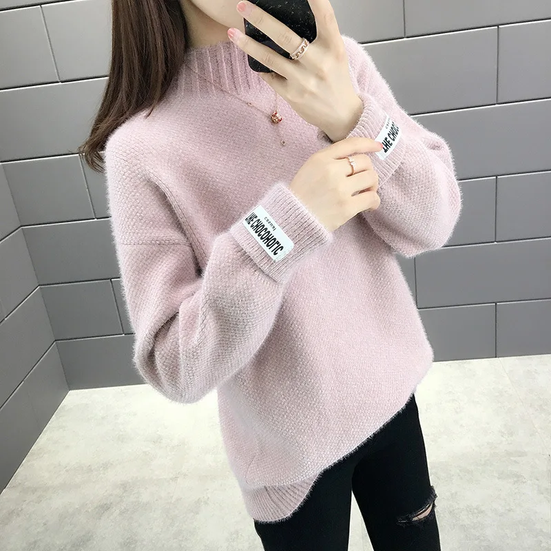 [DARK] осенне-зимний вязаный свитер с высоким воротником в Корейском стиле 2020