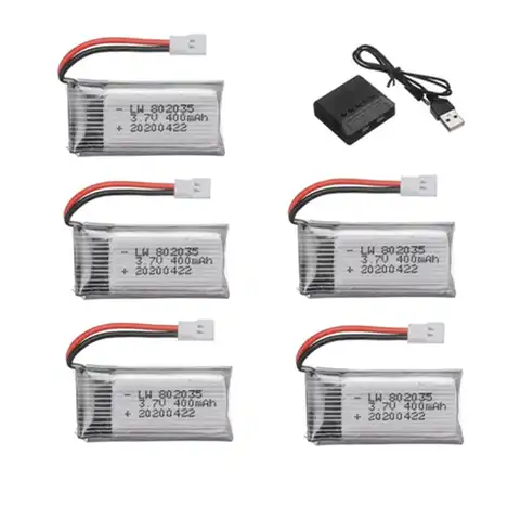 Аккумулятор Lipo 3,7 в 400 мАч для X4 H107 H31 KY101 E33C E33 U816A V252 H6C, запасные части для радиоуправляемого дрона, 3,7 в 802035, комплект зарядного устройства