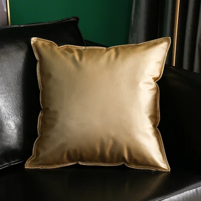 golden 45X45/60X60/70X70 см, Одноцветный кожаный чехол для дивана, наволочка для подушки, автомобильная декоративная большая поясная наволочка - Цвет: golden