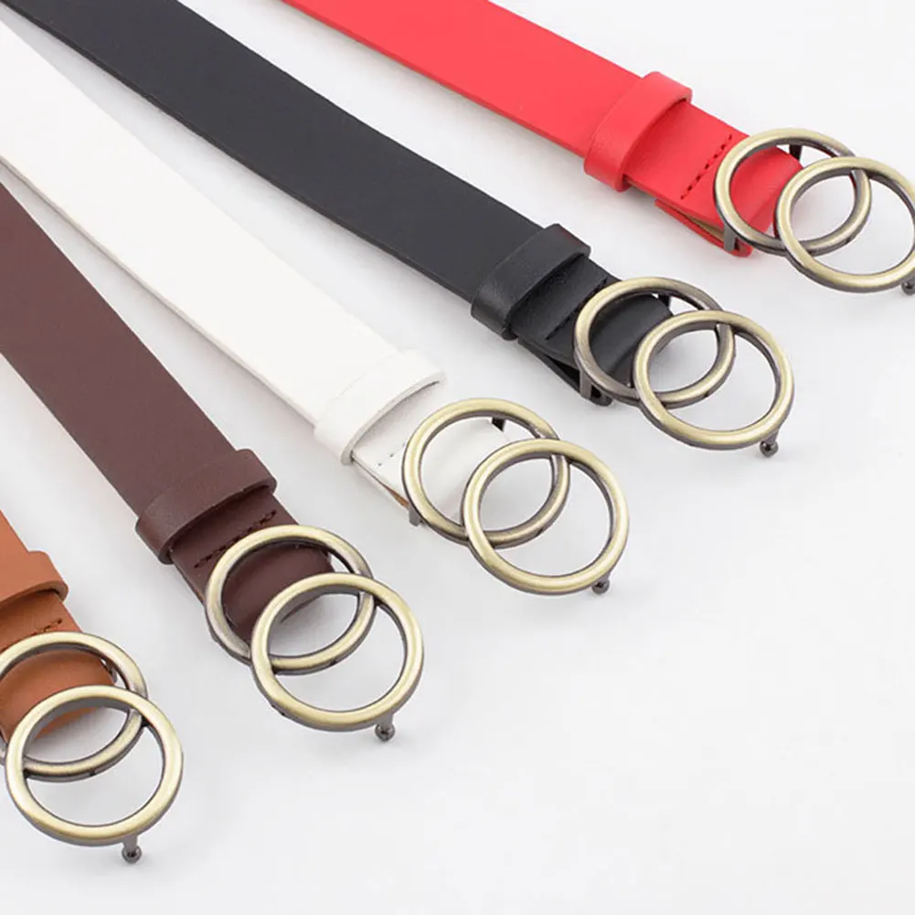 Женский кожаный ремень джинсы брюки поясной с двойным уплотнительным кольцом