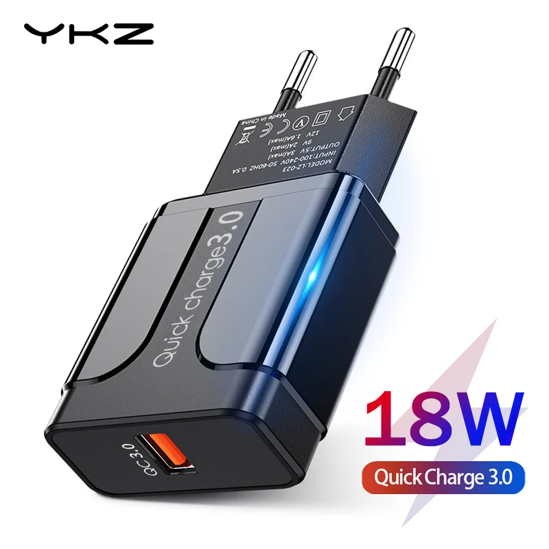 YKZ зарядное устройство для мобильного телефона Быстрая зарядка QC 3,0 4,0 18 Вт Быстрая зарядка ЕС США вилка адаптер настенное USB зарядное устройство для iPhone samsung Xiaomi