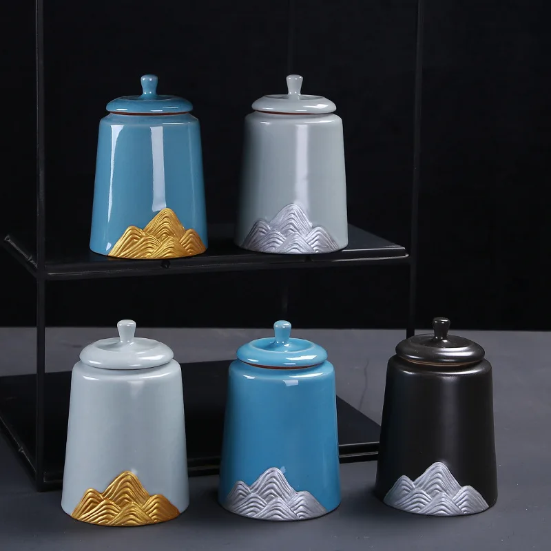 

2021 Features Ceramic Tea Caddy Practical Storage Fresh-keeping Cans Tea Boxes Chinese Porcelain Ceramics Tea Cans Coffee Caddy