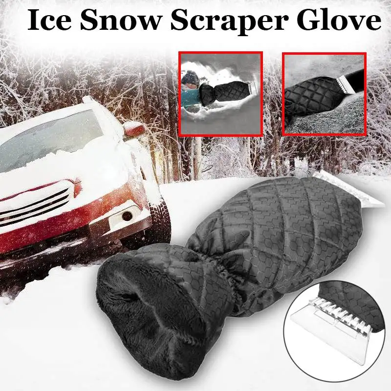 

2PCS Scraper Removal Glove Oxford Cloth Cleaning Snow Shovel Ice Scraper Tool for Auto Window Outdoor Car-stying Winter Gloves