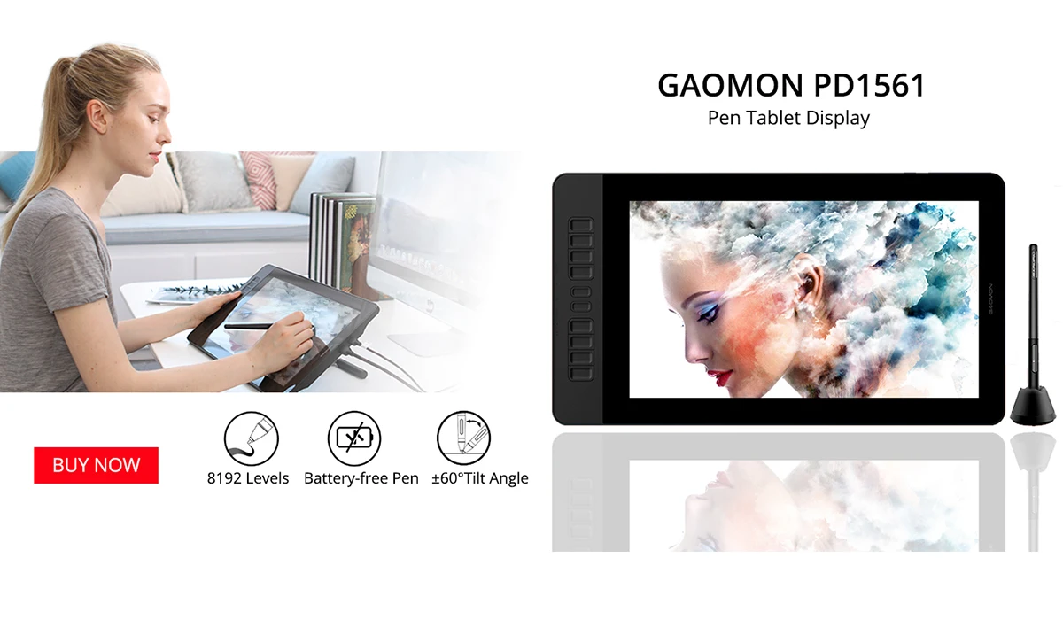 GAOMON PD1560 15,6 дюймов ips HD художественная живопись графический планшет с экраном 8192 уровней ручка для измерения давления планшет дисплей для рисования перчатка