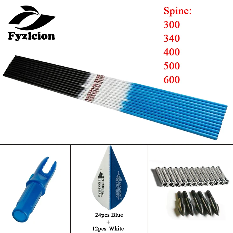 6 шт. Охота карбоновые стрелы для стрельбы из лука Spine300 30 дюймов ID6.2mm вал точки