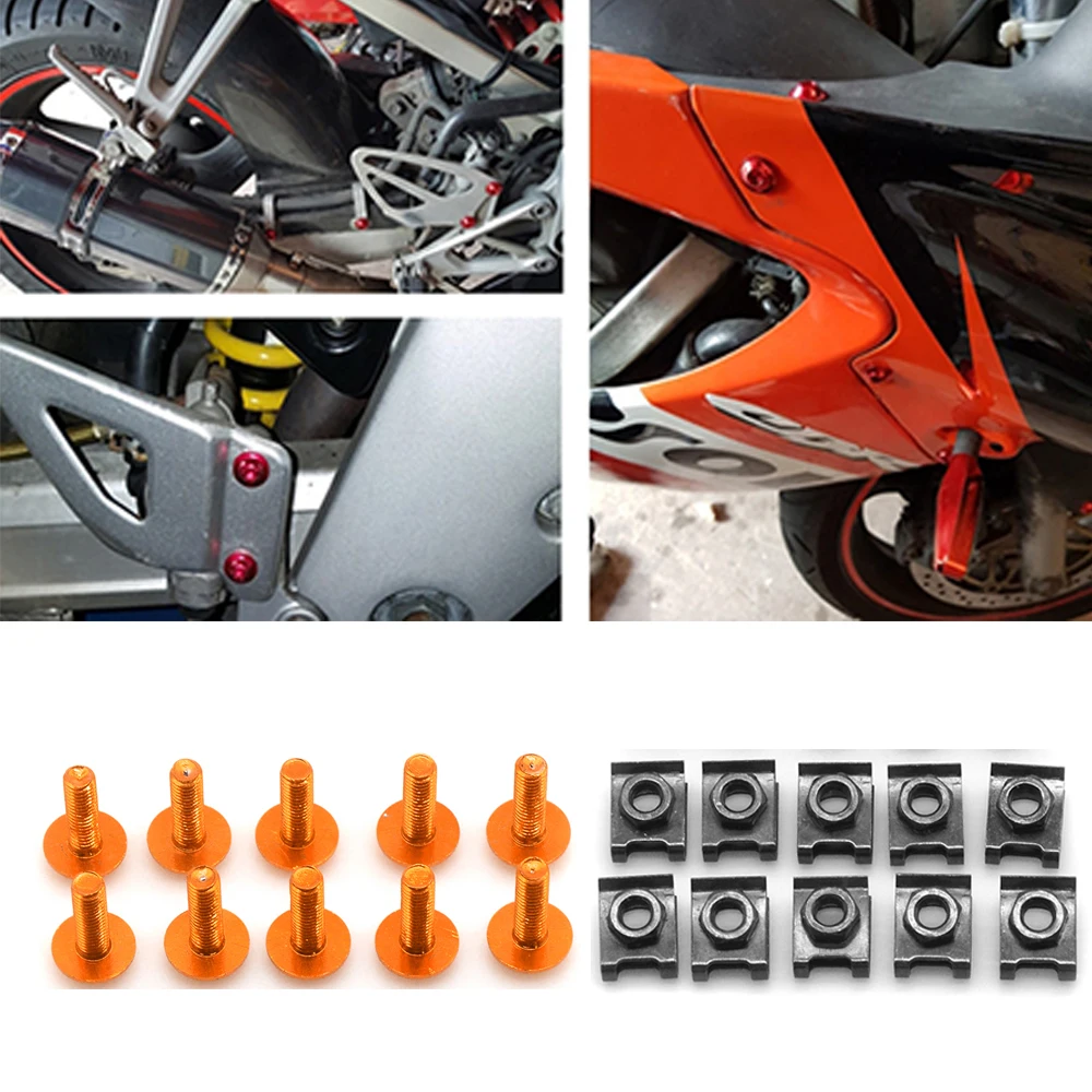 

10 шт. 6 мм обтекатель для мотоцикла CNC винты крепежные зажимы Пружинные гайки болты для 790 Приключения ADVENTURER RC125 SupeR Adv 1290