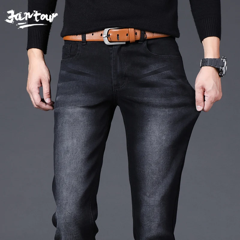 

Новые джинсы мужские повседневные Флим Fit джинсовые брюки стрейч прямые мужские обтягивающие джинсы брюки черные джинсовые брюки Модная ул...