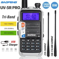 Baofeng Long Range Walkie Talkie UV-5R Pro Real Professional Tri Band Two Way Radio USB Fast Charge With 220-260MHz Antenna