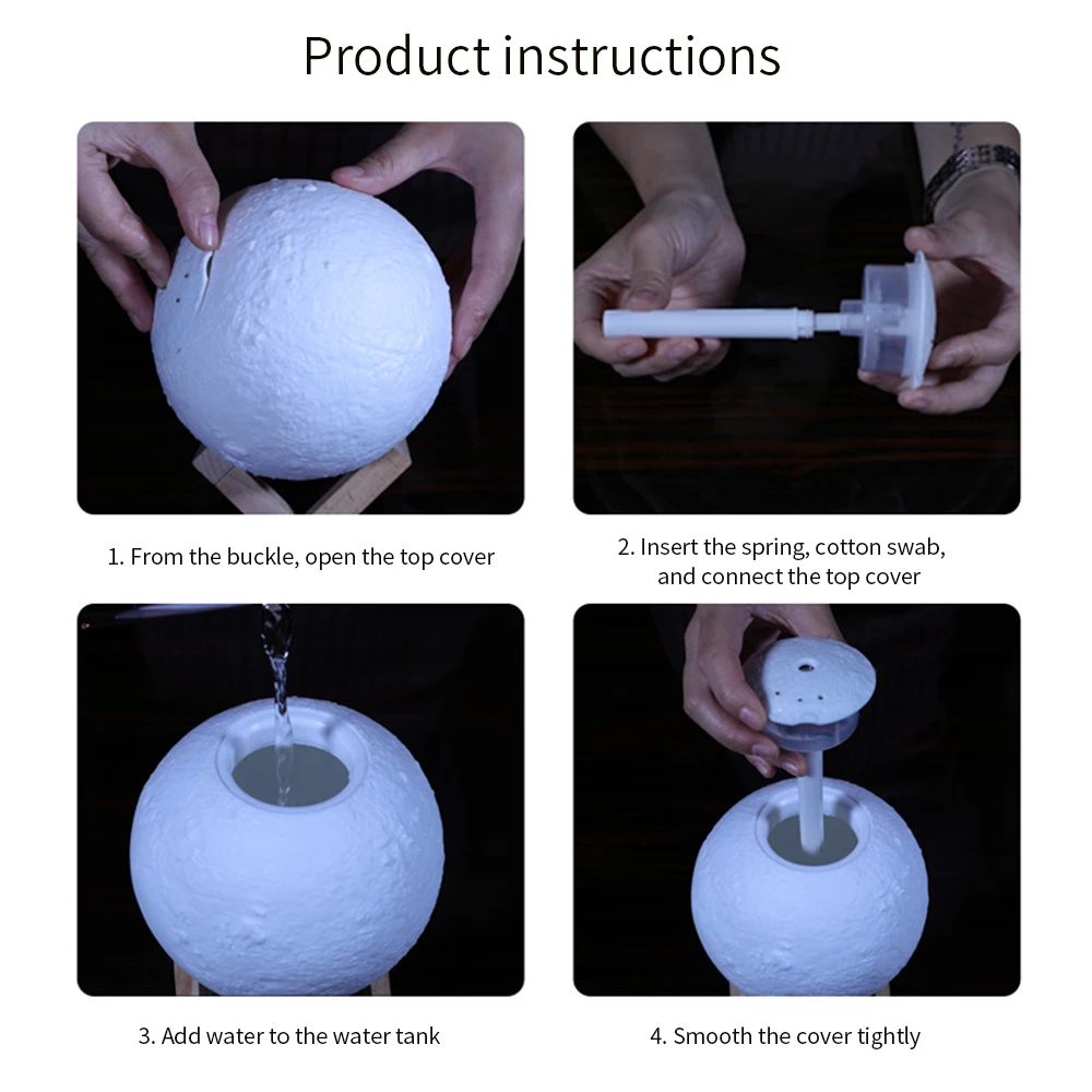 

FUNHO 880ml Air Humidifier 3D Moon Lamp Light Diffuser Aroma Essential Oil USB Ultrasonic Humidificador Night Cool Mist Purifier