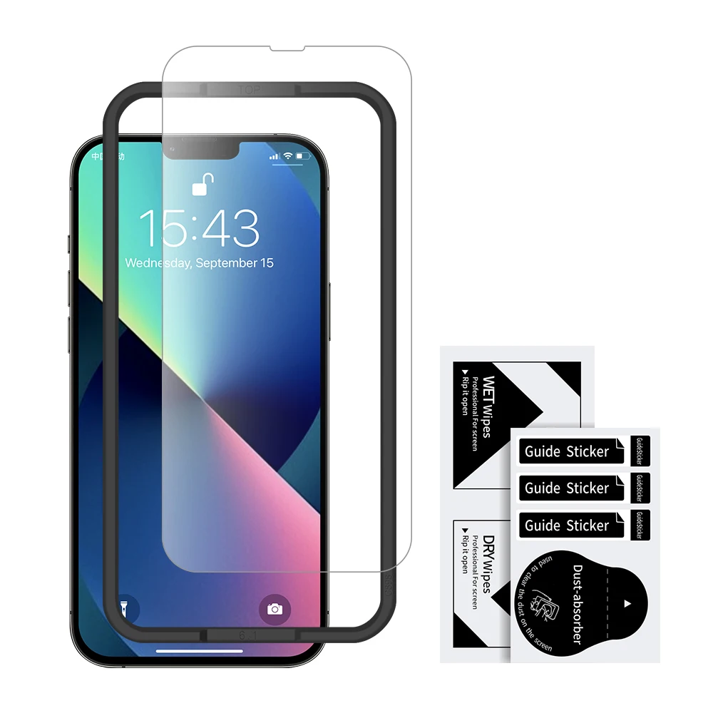 123 pack full cover screen protector 9h clear tempered glass film for iphone 13 13 mini 13 pro max with installation frame free global shipping
