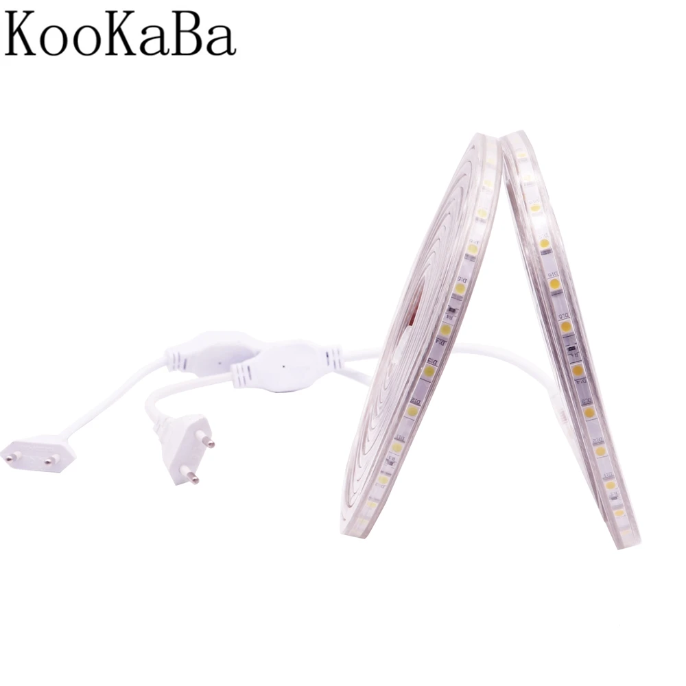 Гибкая светодиодная лента 5050SMD AC 220 В 60 светодиодов/м водонепроницаемая с