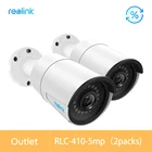 Отремонтированная камера 2 шт ip-камера Reolink наружная PoE аудио дневное и ночное видение с пультом дистанционного наблюдения RLC-410-5MP