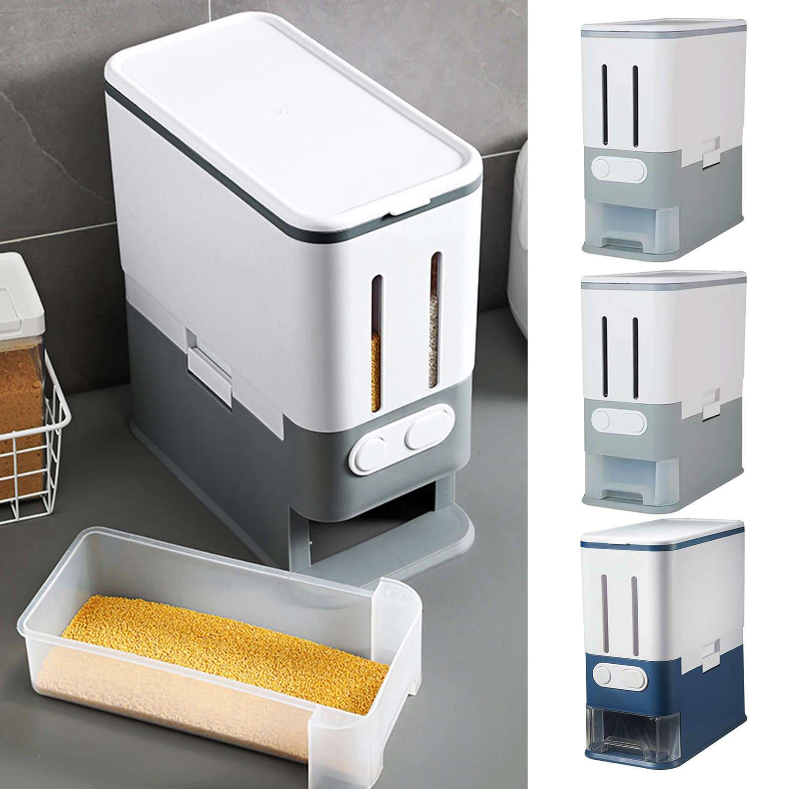 

Auto Rice Dispenser Rice Storage Box Food Container Kitchen Organizer, 22lbs