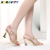 xgravity 2021 new women sandals sexy high heel crystal shoes elegant womans eveningt shoes open toe sandals female shoesd014