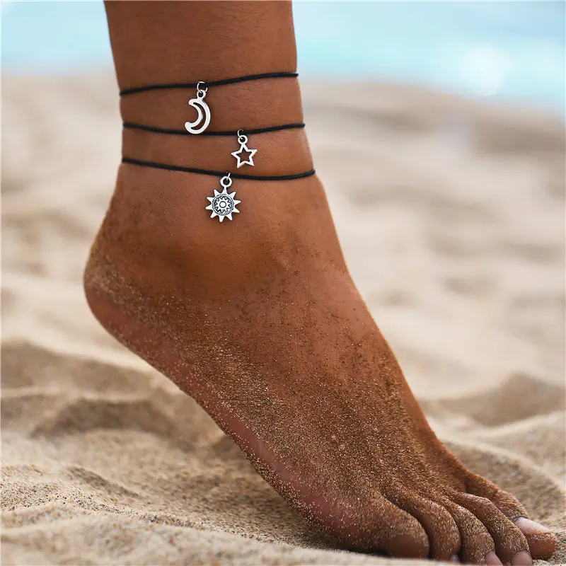 IF ME Bohemian Layer Chain Moon браслет с дизайном солнце женские браслеты для ног винтажные