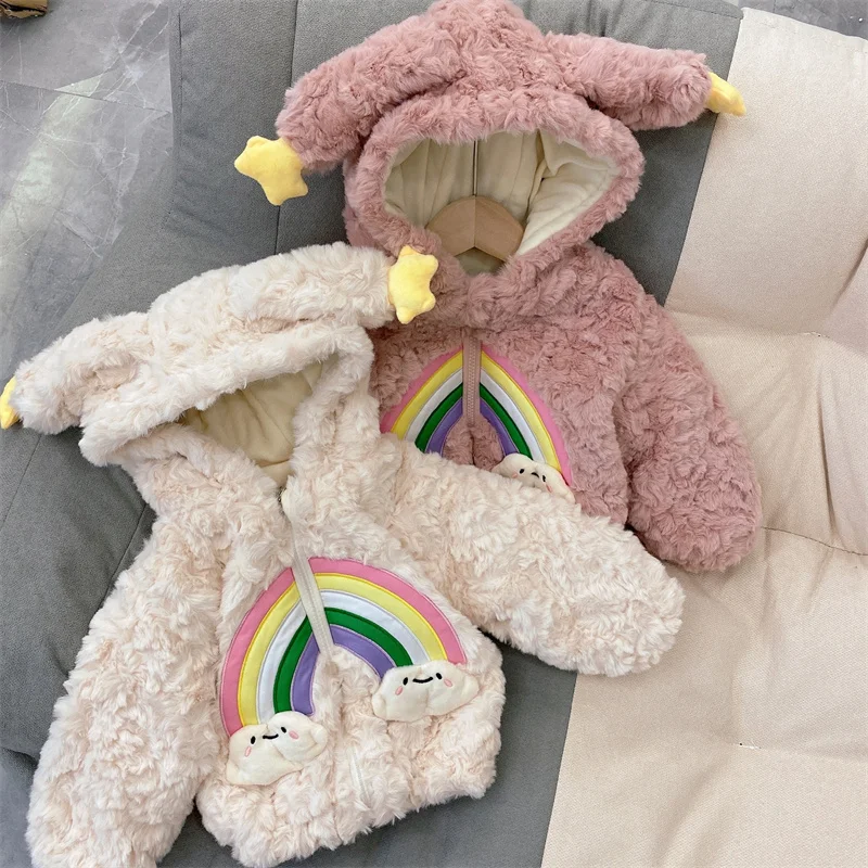 

Girls Coat Jacket Thicken Plus Velvet 2022 Hooded Warm Thicken Plus Velvet Winter Cotton Sport Teenagers Children's Clothes