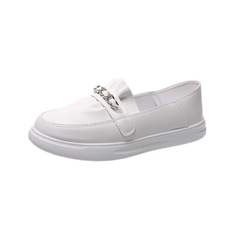 

Ladies White Shoes 2021 Spring and Autumn New Fashion Flat-bottomed Shallow Mouth Pedal Casual Soft-soled Single Shoes Women