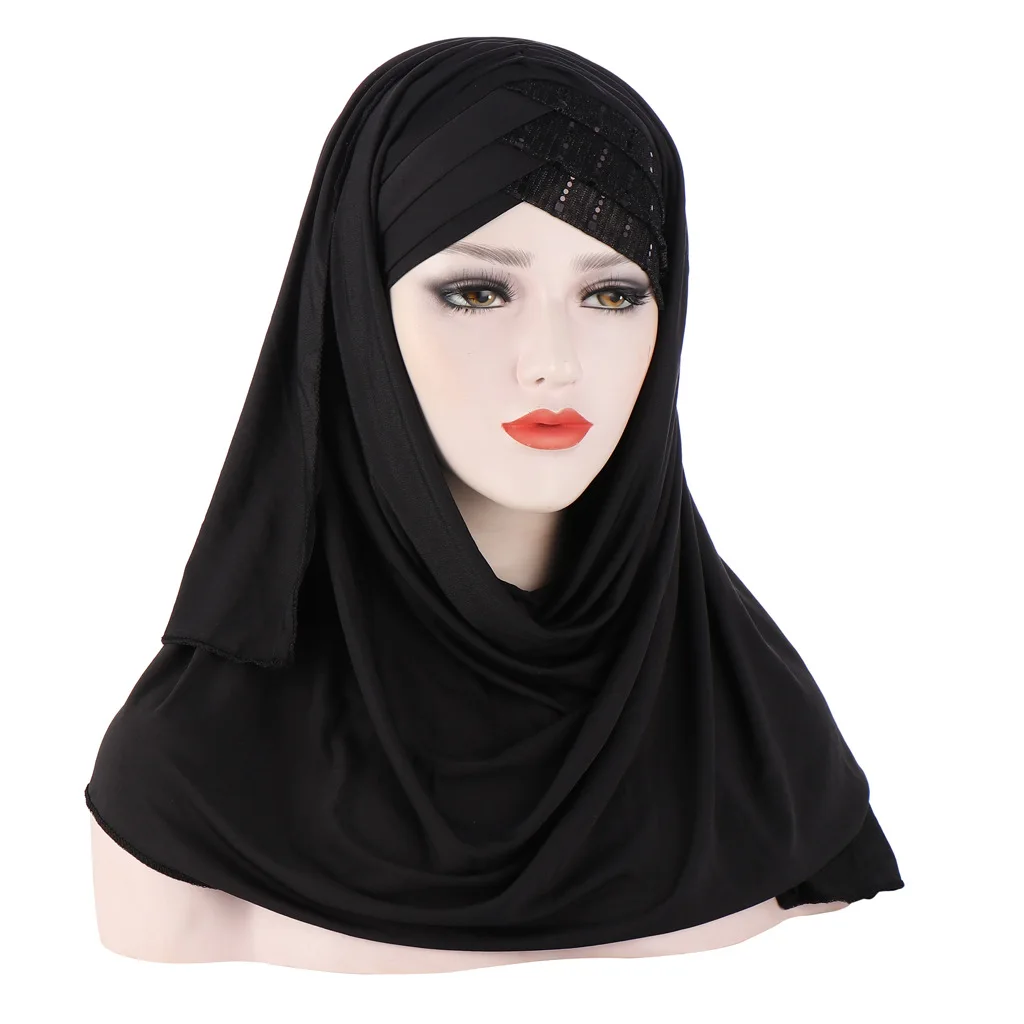 

NEW women plain instant cotton jersey scarf Head hijab wrap solid color shawls foulard femme muslim hijabs store ready to wear