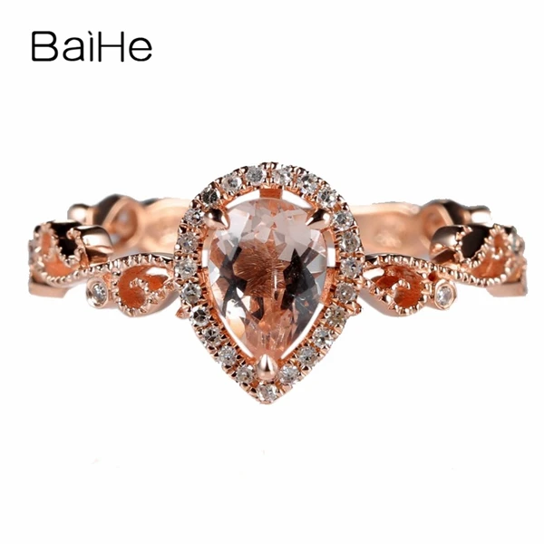 Art Nouveau античное 0.5ct морганит твердое 10 к розовое золото бриллианты Филигранное обручальное кольцо