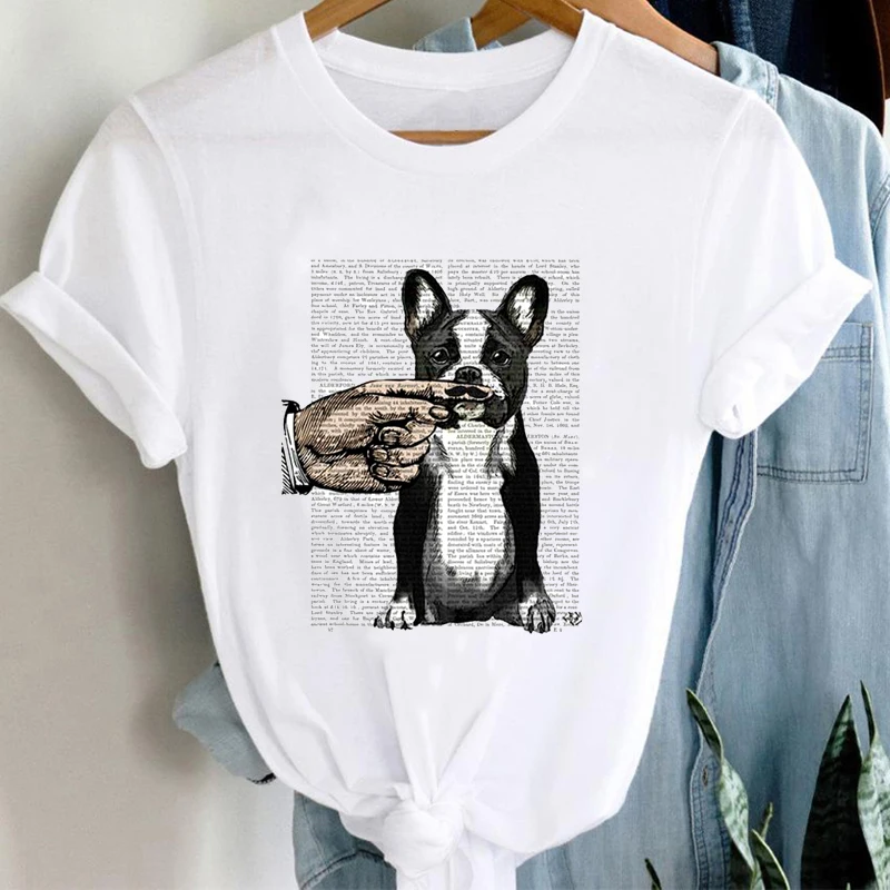 

Design Aesthetic Hip Hop T-Shirt Women 2021 Cute Alphabet Dog Printed Women's Summer T-Shirts Funny Goth Clothes For Teenagers