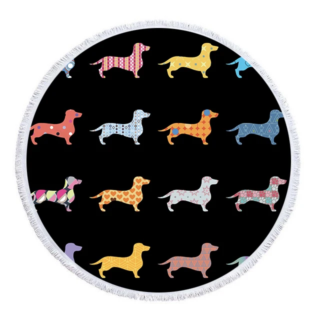 

Круглое пляжное полотенце с абстрактным изображением мультяшных сосисок, креативное абсорбирующее банное полотенце из микрофибры с кисто...