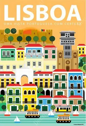 Шелковый постер с принтом для путешествий по Лиссабону Португалии | Дом и сад