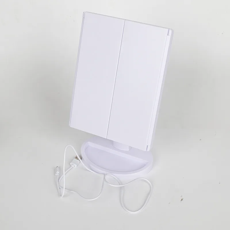 

LED Makeup Mirror With Light Ladies Makeup Lamp With Storage Desktop Rotating Mirror Round Shape Cosmetic Mirrors Christmas Gift