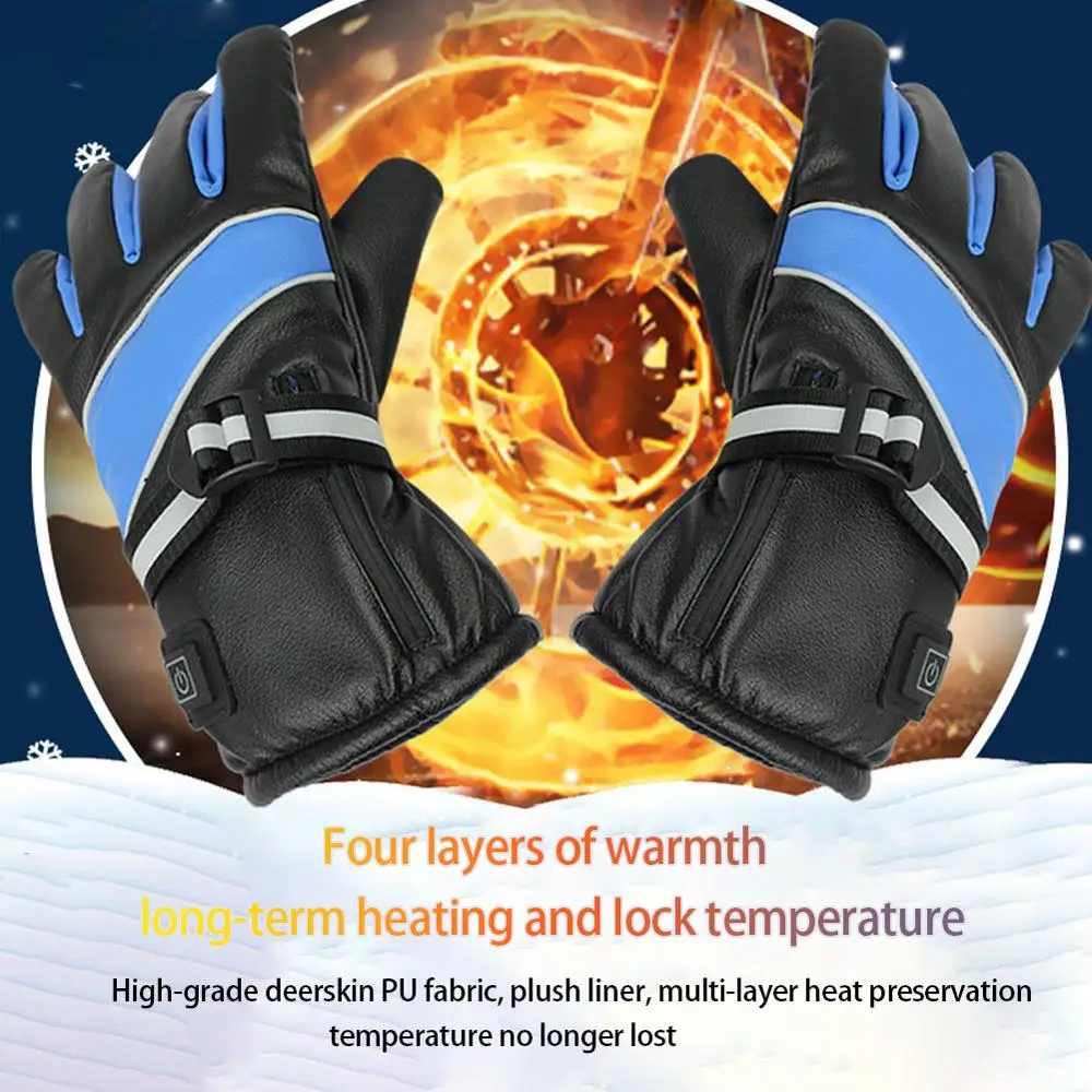 

Winter Heated Gloves Touch Screen Motorcycle Warm Skiing Mountaineering Gloves Waterproof Rechargeable Heating Thermal Gloves