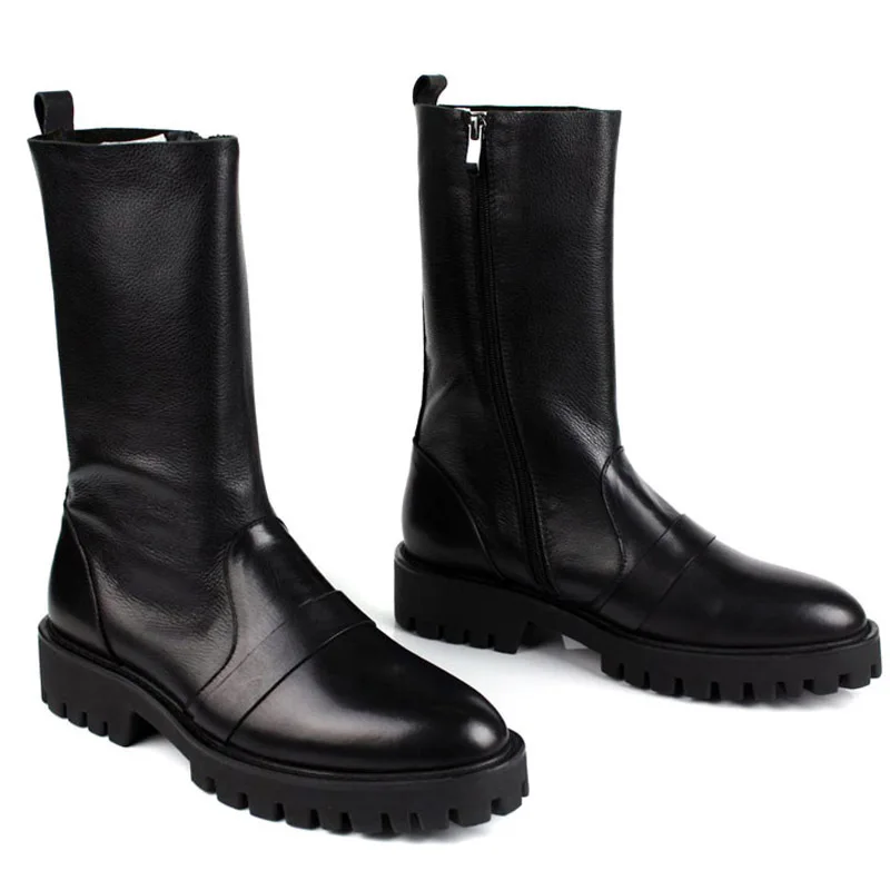 Модная брендовая мужская обувь с высоким берцем из натуральной кожи Мужская до