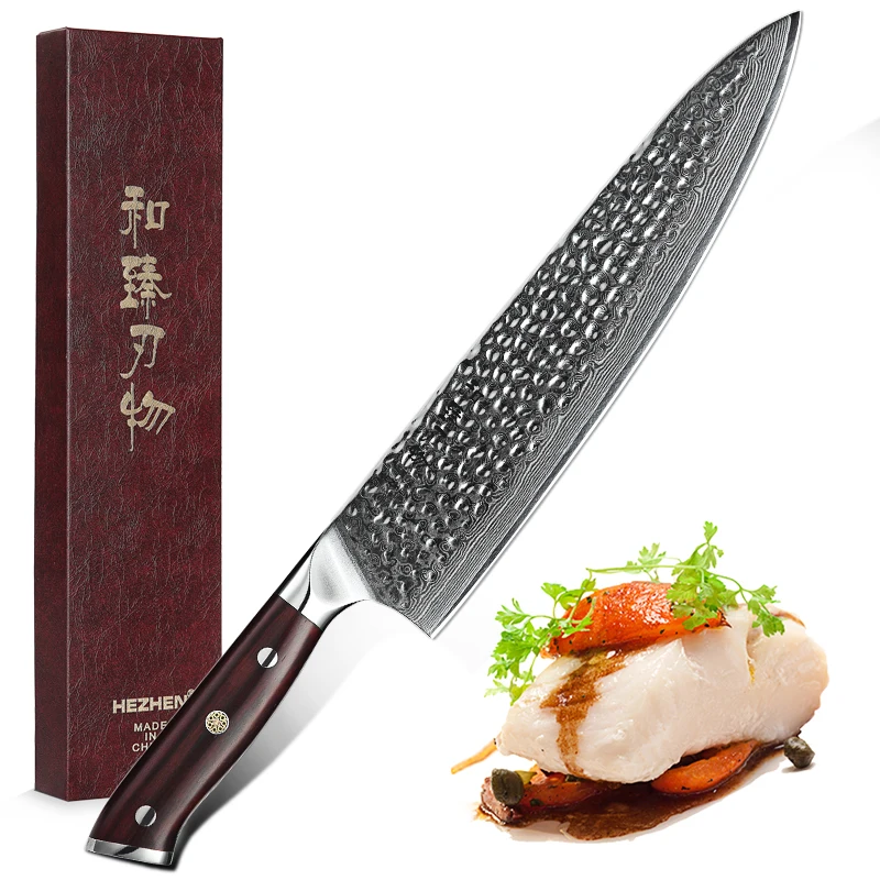 HEZHEN 10 ''дюйма мясника Ножи Кухня ножи японской дамасской Сталь шеф повара нож