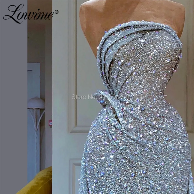 Sparkly Glitter Crystals Evening Dress Strapless Arabic Party Dresses Mermaid Dubai Design Middle East Long Prom Formal | Свадьбы и