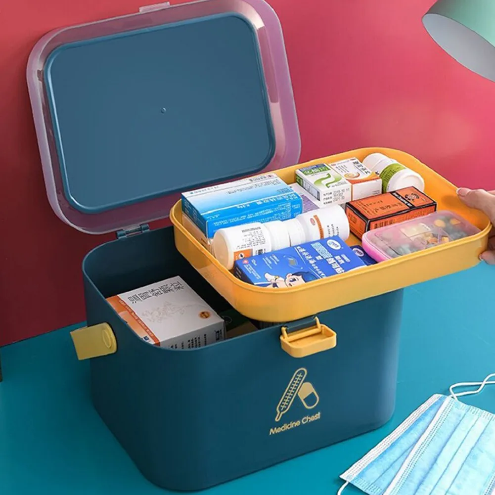 

Portable Layered Medicine Box Large-capacity Family Portable Medicine Case Organizer Multifunctional First Aid Security Storage