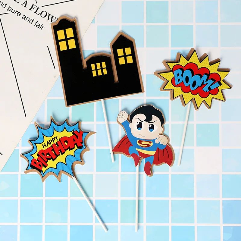 4pcs superman Cakelove Мягкая Керамика супер Плащ Маленький принц торт Топпер десерт вечерние украшения для мальчика день рождения день детей милые подарки - Цвет: 4pcs superman