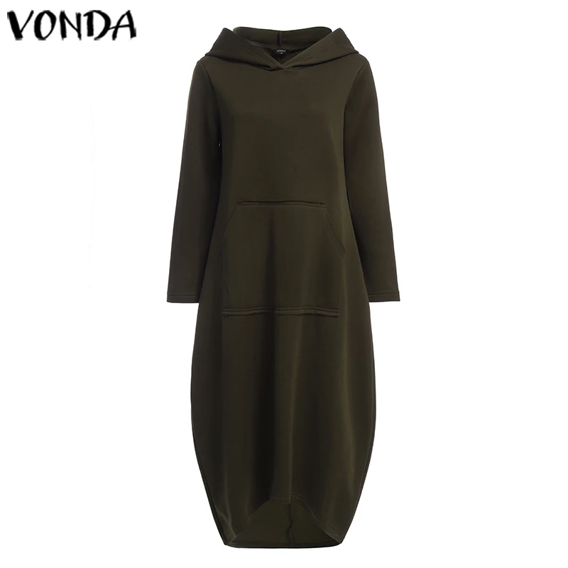 Осенне-зимнее платье VONDA 2019 женский свитер пуловер Повседневный свободный с