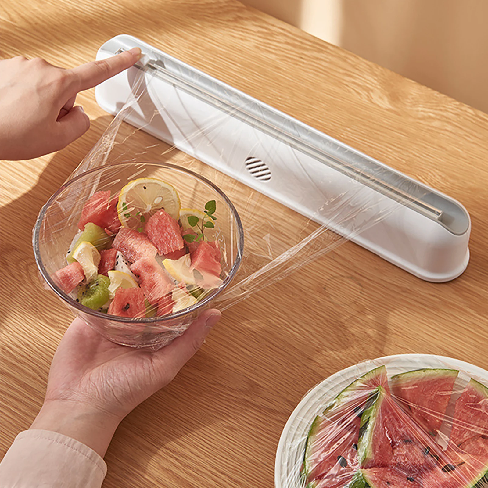 

Food Wrap Cutter - Cling Film Cutter Refillable Foil Film Dispenser White, Smoothly Cutting, Home Kitchen Supplies