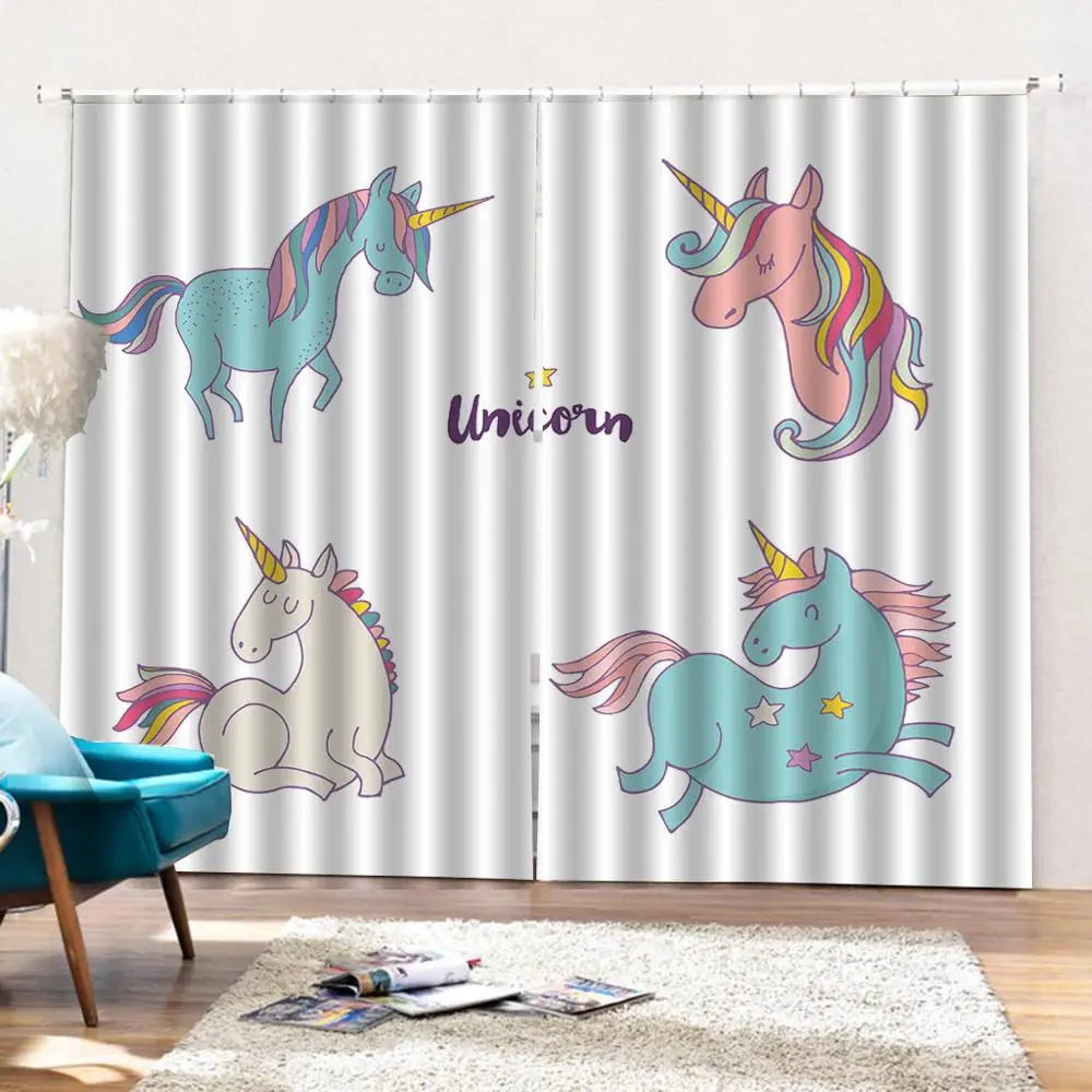 Занавески с лошадями из мультфильма занавески для гостиной спальни 2