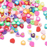 10mm 50pcs love heart shape spacer polymer clay loose beads for jewelry making diy bracelet necklace pendants gift findings